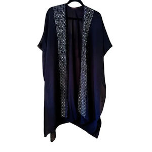 Jessica McClintock embelished sheer black kimono OS